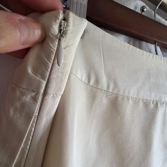 J Crew Collection Silk Linen A-Line Ivory Beige Skirt 4 - Picture 10 of 14